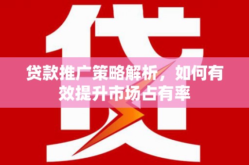 喀什贷款推广策略解析，如何有效提升市场占有率