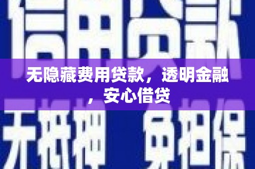 湖西无隐藏费用贷款，透明金融，安心借贷