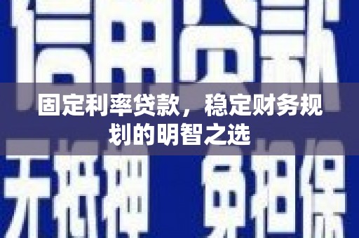 贞丰固定利率贷款，稳定财务规划的明智之选